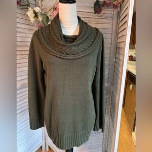 JONES NEW YORK SIGNATURE Women’s Size LG Moss Green Loose Cowl Neck Sweater